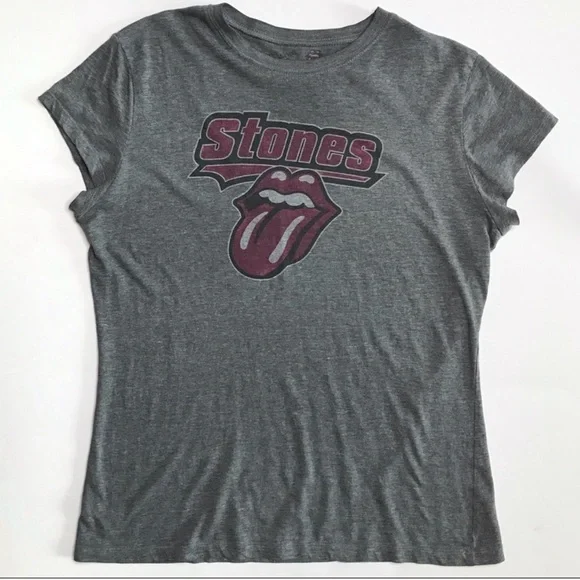 ROLLING STONES Tongue Out Gray Graphic Band Tee - Picture 7 of 8